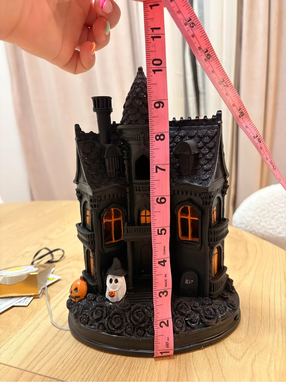 Black Haunted House Light LED Halloween Village Decor GhostsPumpkinsRIP